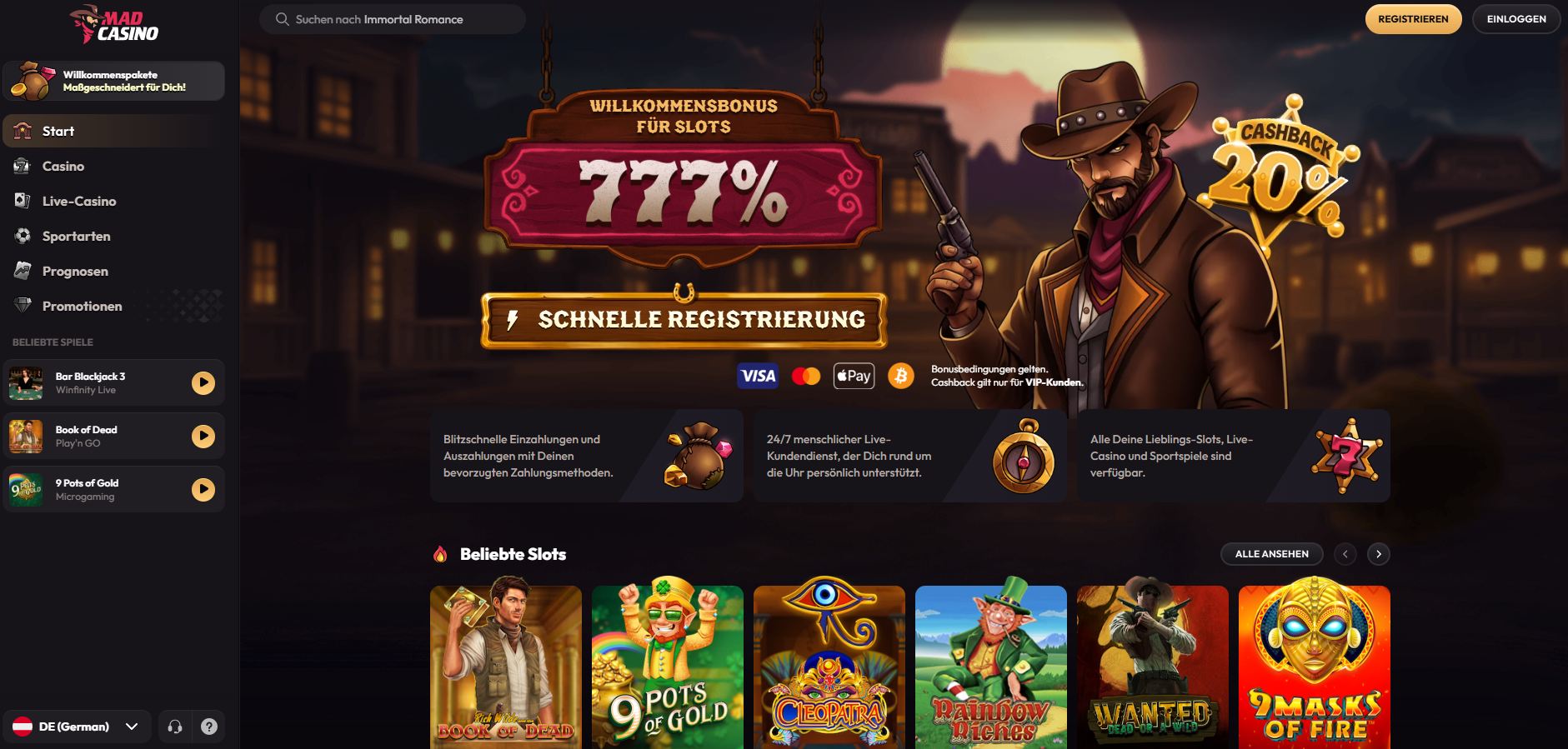 Ein wilder Jahrmarkt der Sinne: Madcasino.io lockt mit grellen Neonlichtern, schiefen Spiegeln und Popcorn-Duft in ein Kabinett voller verrückter Gewinne und unerwarteter Überraschungen